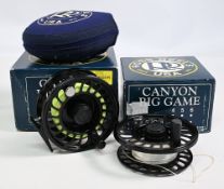 Ross USA Canyon BG-5 alloy salmon reel with spare spool, 4” ventilated spool and frame, quarter turn