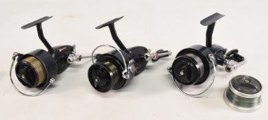 Mitchell 410 Special spinning reel, torpedo handle, c/w spare alloy spool, and a pair of Garcia