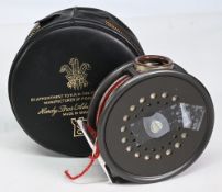 Hardy Bros “The Perfect” alloy trout fly reel, 3 5/8” narrow ventilated spool, black handle,