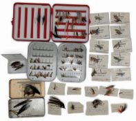 Collection of Flies, Nymphs, dry trout and a few salmon flies, and tubes, a selection of named flies