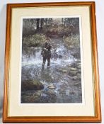 The Elusive Trout Fishing Print by Clive Madgwich - framed under glass - size #48cm x 64cm