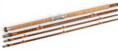 Hardy bult cane hollow salmon fly rod for Chubbs of Edgware, marked “Special”, 28” handle with up