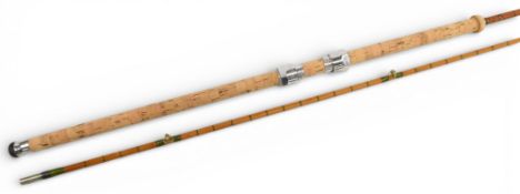 Hardy Alnwick “The No 1 LRH Spinning” Palakona split cane rod No H 4723, 9ft 6” 2pc, 29” mushroom