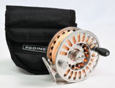 Redington ML 11/12 alloy salmon fly reel, 4” wide perforated spool and frame, 2 screw latch, counter