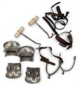Period Equestrian Boot Pulls c1910-1920 (bone handles) Maxwell Boot Horn, Maxwell stirrups, and