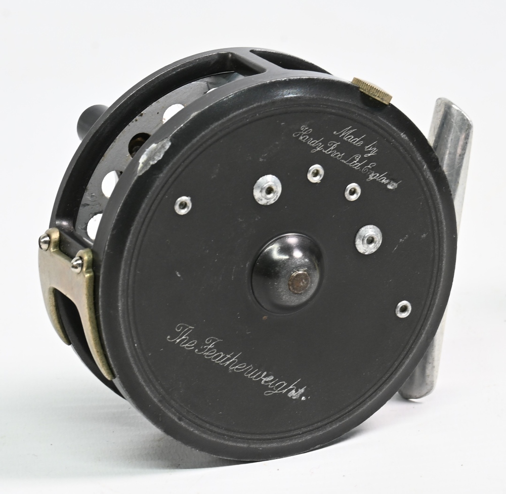 Hardy Bros “The Featherweight” scarce multiplier alloy trout fly reel, 2 7/8” ventilated spool, 2