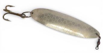 Rare Hardy Jim Vincent Broads spoon, 5 ¼” long with barrel swivel, braised treble, maker’s stamp