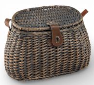 Fishing Creel, a modern wicker creel with nylon shoulder strap, #30cm tall, displays well