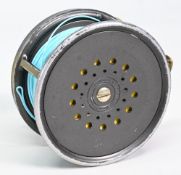 Hardy Perfect 3 ¾” wide drum salmon fly reel, correct ribbed brass foot, rim tension regulator,