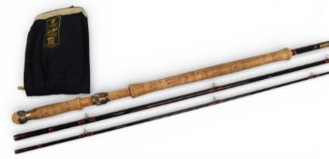 Hardy Alnwick graphite salmon deluxe fly rod, 15ft 4” 3pc line 10#, 27” handle, alloy uplocking reel