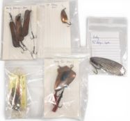 Fine collection of vintage Hardy spoons and lures, including 3x Greenwell spoons, 1 1/4” Kidney