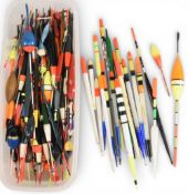 Mixed and varied collection of cork, balsa, plastic and cane floats, in wagglers, Zoomer, stick