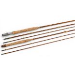 Millwards Fly Rover split cane fly rod, 9ft 6” 3pc (tip 2” short), alloy uplocking reel seat and
