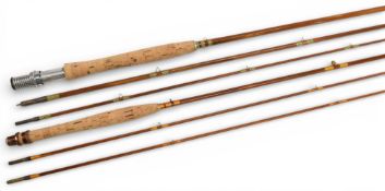 Millwards Fly Rover split cane fly rod, 9ft 6” 3pc (tip 2” short), alloy uplocking reel seat and