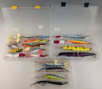 Collection of large saltwater and pike lures, including Rapala with metal lips up to 18cm,