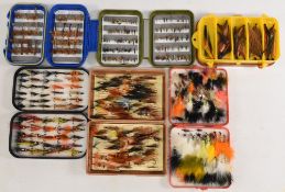 6x boxes of game fishing flies, Mayflies and Daddy Long Legs with knobbly knees (much like its
