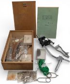 Vintage Veniard Fly-tying Kit: lidded wooden box with ‘C’ clamp vice, tools and accessories (