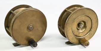 R Anderson & Sons, Princes Street, Edinburgh, brass salmon reel, 4 ½” wide spool, large tapered