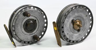 2x 4 1/8” W F Homer of Forest Gate London ‘Flick-Em’ centrepin alloy reels – both featuring