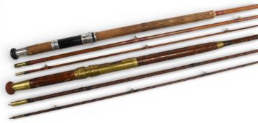 Unnamed (looks like Allcocks) split cane course rod, 12ft 3pc, 24” handle with alloy down locking