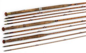 J A Walker Alnwick split cane salmon fly rod, 12ft 6” 3pc with spare tip (note tips 10/7” inches