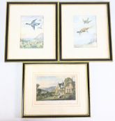 Pair of George Rankin Bird Prints: Pheasant and Falcon, Mallard ducks in flight, both are in good