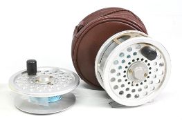 Sharpes of Aberdeen “The Menteith” alloy trout fly reel and spare spool, 3 5/8” perforated spool,