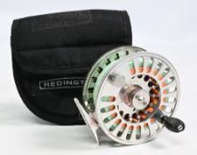 Redington ML 11/12 alloy salmon fly reel, 4” wide perforated spool and frame, 2 screw latch, counter