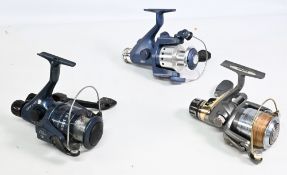 3x Various fixed spool reels features a Daiwa Crossfire 2550 with rear adjusters, Viper 3000 with