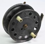 Allcocks Record Breaker alloy centre pin/trotting reel, 4” wide spool, face spool latch, twin