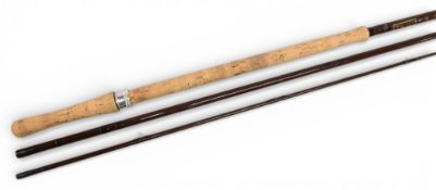 Bruce & Walker “Highlander” hollow glass salmon fly rod, 12ft 3pc, 24” handle, alloy sliding reel