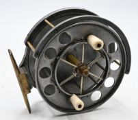 Allcocks 4” Aerial alloy centrepin reel twin xylonite handles, quick release spool, 8x