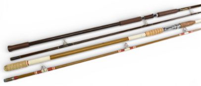 Edgar Sealey Nimrod 12’ 2-piece beach caster, moulded handle grips, and an Edgar Sealey Seaspray, (