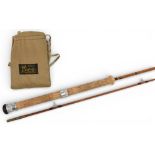 J S Sharpe Ltd “The Scotia” impregnated split cane spinning rod, No 801, 7ft 2pc, 14” trumpet