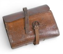 Hardy leather fly wallet: 22 various leaves for hooks, flies etc. 6 ½” x 4” x 2”, with strap