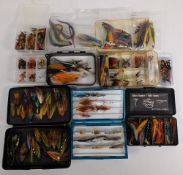 Collection of Salmon Flies, Tubes and Waddingtons Lures, a good lot, assorted hooks, 7 boxes and a