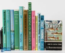 Trout and Salmon Fishing Books: a good collection of 12 H/b books, to include: The Pursuit of