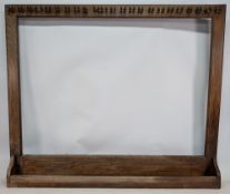 Period Wooden Fishing Rod Display Stand, will hold up to 23 rods, in clips, age related wear -