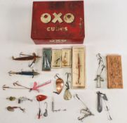 Collection of Hardy vintage lures including Crocodile mount, in early card box with metal corners,