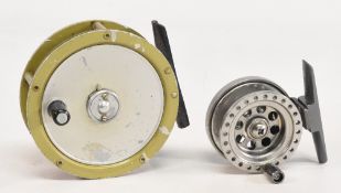 Scarce Mitre-Hardy Jewel 3 ¼” vintage alloy trout fly reel, green/gold finish with backplate check