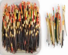Quantity of peacock quill floats, in lengths up to 10 ½”, good variety of tip colours,