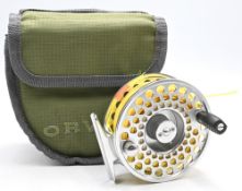 Orvis Battenkill Mid Arbour IV alloy trout fly reel in silver finish, rear drag adjuster, black