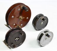 Allcock Aerialite centre pin Bakelite reel, 3 ½” spool, twin handles, on/off check. Large unnamed