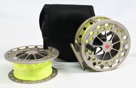 Lamson Guru 3.5 alloy salmon fly reel, 3 7/8” wide ventilated shallow spool with spare spool,