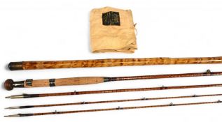 Westley Richards Birmingham, split cane trout fly rod, 8ft 8” 3pc with spare tip, alloy reel fitting