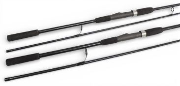Pair of Normark Titan 3000 12’ 2 piece carp rods, 2 1/4lbTC, blue finish, black whipped lined