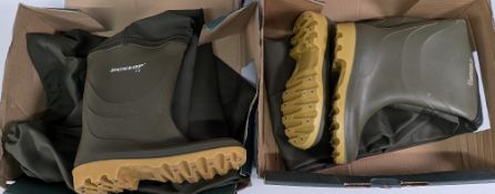 2x Pairs of Ocean Waist Waders, made by Dunlop Rubber Co, with studded shoes size 8 (both unused)