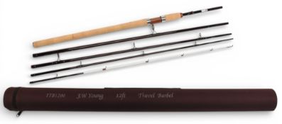 Fine J W Young carbon travel barbel rod YTB 1200, 12ft 5pc with spare tip, 24” handle with down
