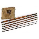 Rare Hardy Alnwick whole cane salmon ? fly rod, 10ft 6” 5pc with spare tip, 18” solid wood handle,