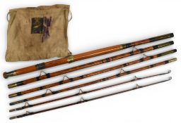 Rare Hardy Alnwick whole cane salmon ? fly rod, 10ft 6” 5pc with spare tip, 18” solid wood handle,